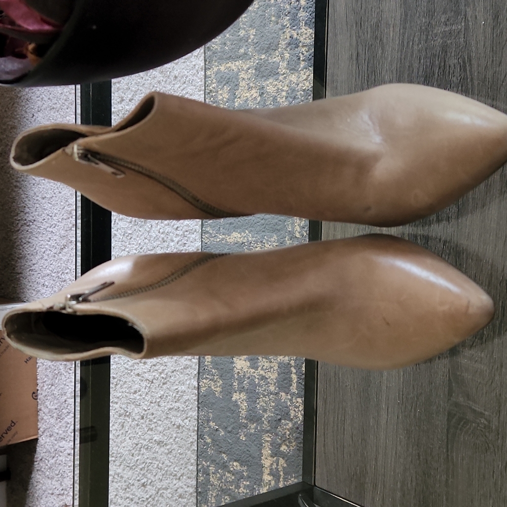 Tan leather booties